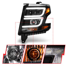 Cargar imagen en el visor de la galería, ANZO 2015-2020 Chevy Tahoe Projector Headlights Plank Style Black w/DRL