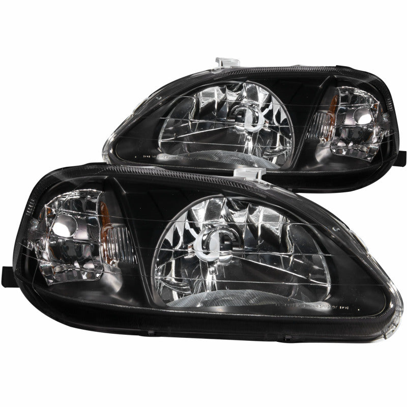 Faros delanteros de cristal para Honda Civic ANZO 1999-2000, color negro