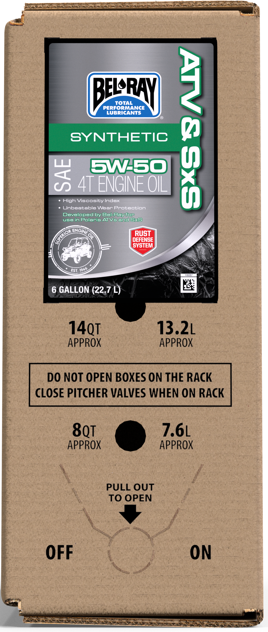 BEL-RAY ATV & SXS Synthetic 5W50 6GAL BAG in BOX (302664150033)