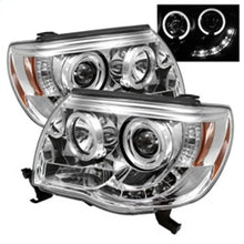 Cargar imagen en el visor de la galería, Faros delanteros de proyector Spyder Toyota Tacoma 05-11 LED Halo LED cromados H1 alto H1 bajo PRO-YD-TT05-HL-C