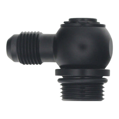 DeatschWerks 8AN ORB to 6AN Male Flare 90-Degree Swivel Fitting - Anodized Matte Black