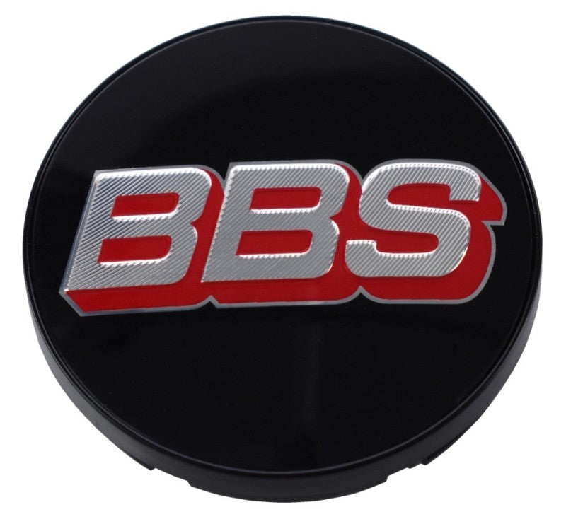 Tapa central BBS de 56 mm, color negro, plateado y rojo