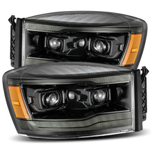 Cargar imagen en el visor de la galería, AlphaRex 06-08 Dodge Ram 1500HD PRO-Series Proj Headlights Plank Style Alpha Black w/Seq Signal/DRL