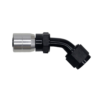 DeatschWerks 8AN Female Swivel 45-Degree Crimping Hose End CPE - Matte Black