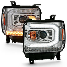 Cargar imagen en el visor de la galería, ANZO 2016-2019 Gmc Sierra 1500 Projector Headlight Plank Style Chrome w/ Sequential Amber Signal