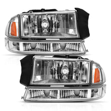 Cargar imagen en el visor de la galería, ANZO 1997-2004 Dodge Dakota Crystal Headlight Set Chrome Amber