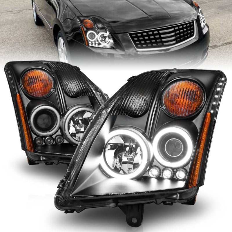 Faros delanteros con proyector ANZO 2007-2012 Nissan Sentra, color negro