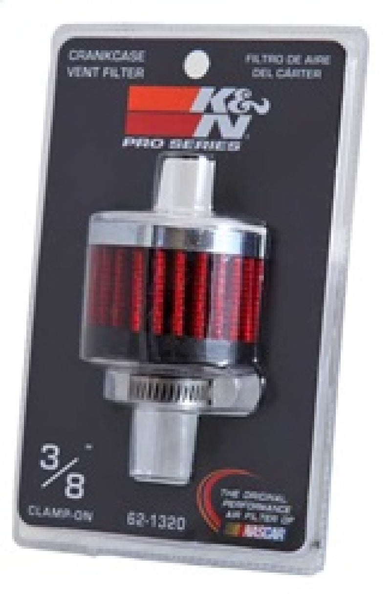 K&N 62-1320 Crankcase Vent Filter - 0.375in Flange ID Rubber Base Clamp-On