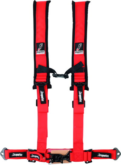 DragonFire Racing H-Style 4-Point Harness 2in Red — Off-Road UTV Safety