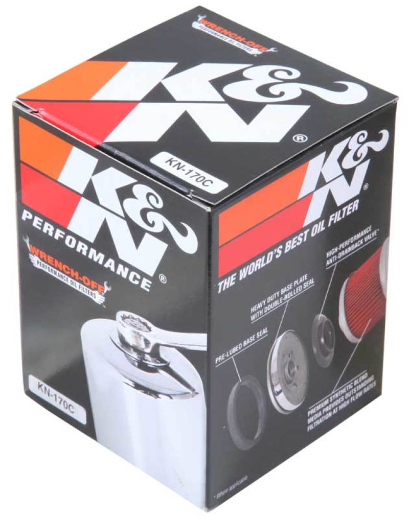 K&N Harley Davidson 3in OD x 4.063in H Chrome Oil Filter