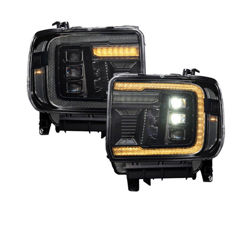 Form Lighting 2014+ GMC Sierra 1500/2500/3500 LED Projector Headlights Amber DRL (Pair) (FL0023)