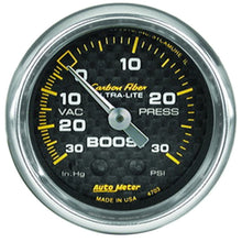 Cargar imagen en el visor de la galería, Autometer Carbon Fiber 52mm 30 PSI Mechanical Boost Gauge