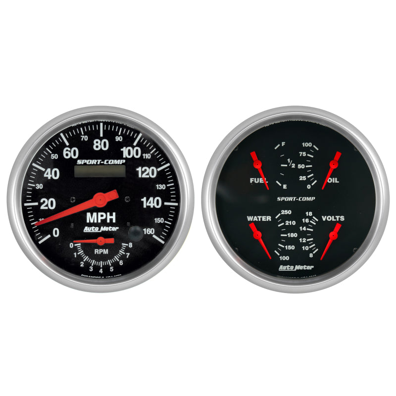 AutoMeter Sport-Comp Quad & Tach/Speedo 5in. 2 Pc. Gauge Kit