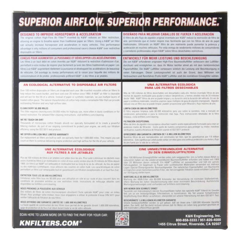 K&N Round Air Filter 7in OD x 5.188in ID x 3in H - High-Flow