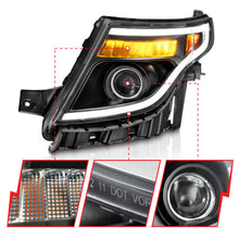 Cargar imagen en el visor de la galería, ANZO 11-15 Ford Explorer (w/Factory Halogen HL Only) Projector Headlights w/Light Bar Black Housing