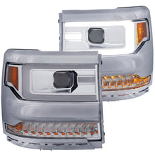 Cargar imagen en el visor de la galería, ANZO 16-17 Chevy Silverado 1500 Projector Headlights Plank Style Design Chrome w/ Amber