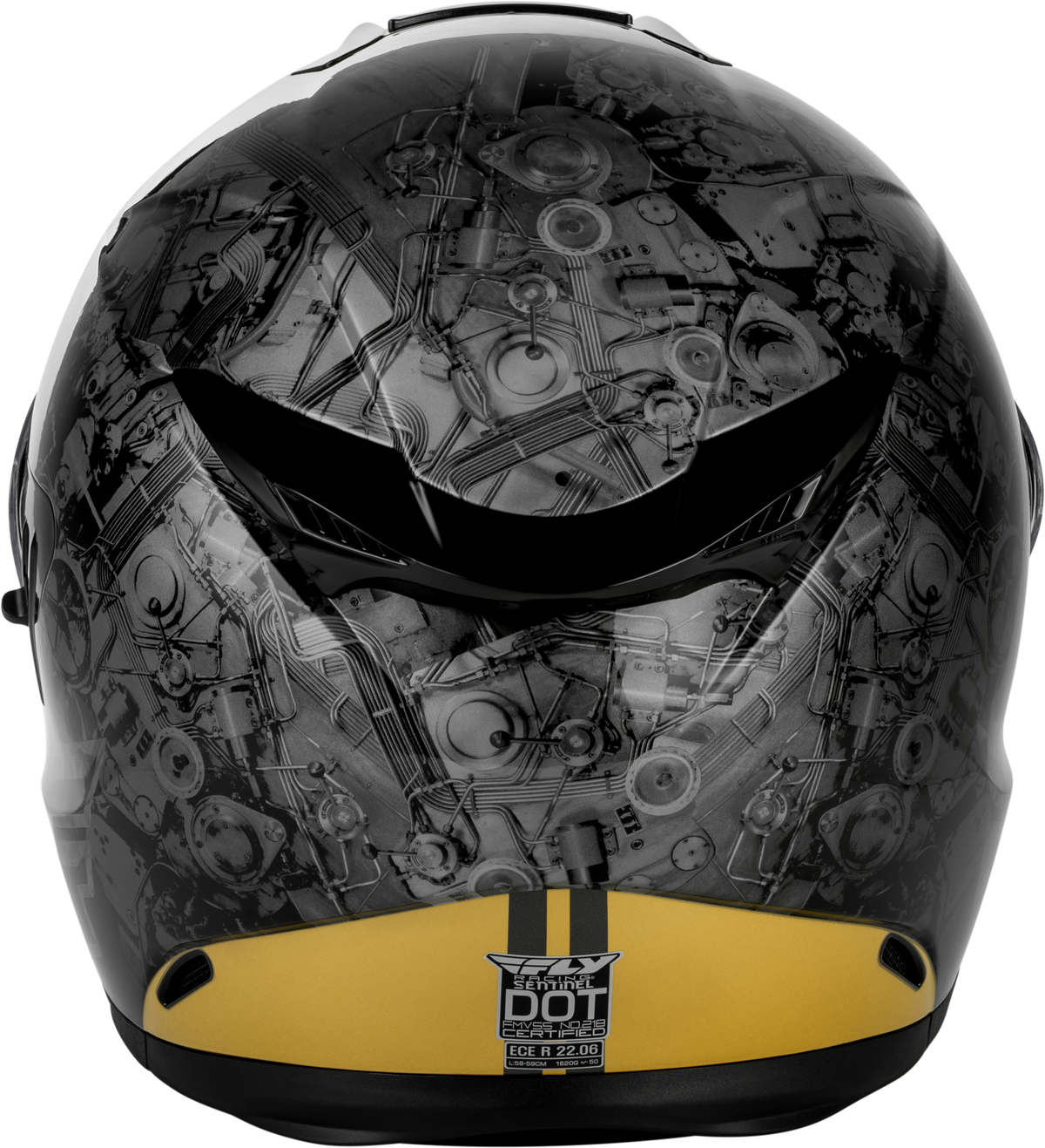Fly Racing Sentinel Mech Helmet Black/Grey/Gold LG (73-8432L)