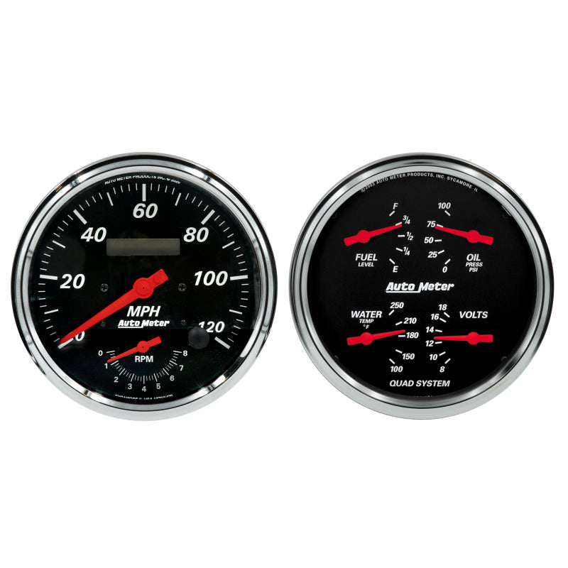 AutoMeter Designer Black Quad & Tach/Speedo 5in. Gauge Set - 2 Pc.