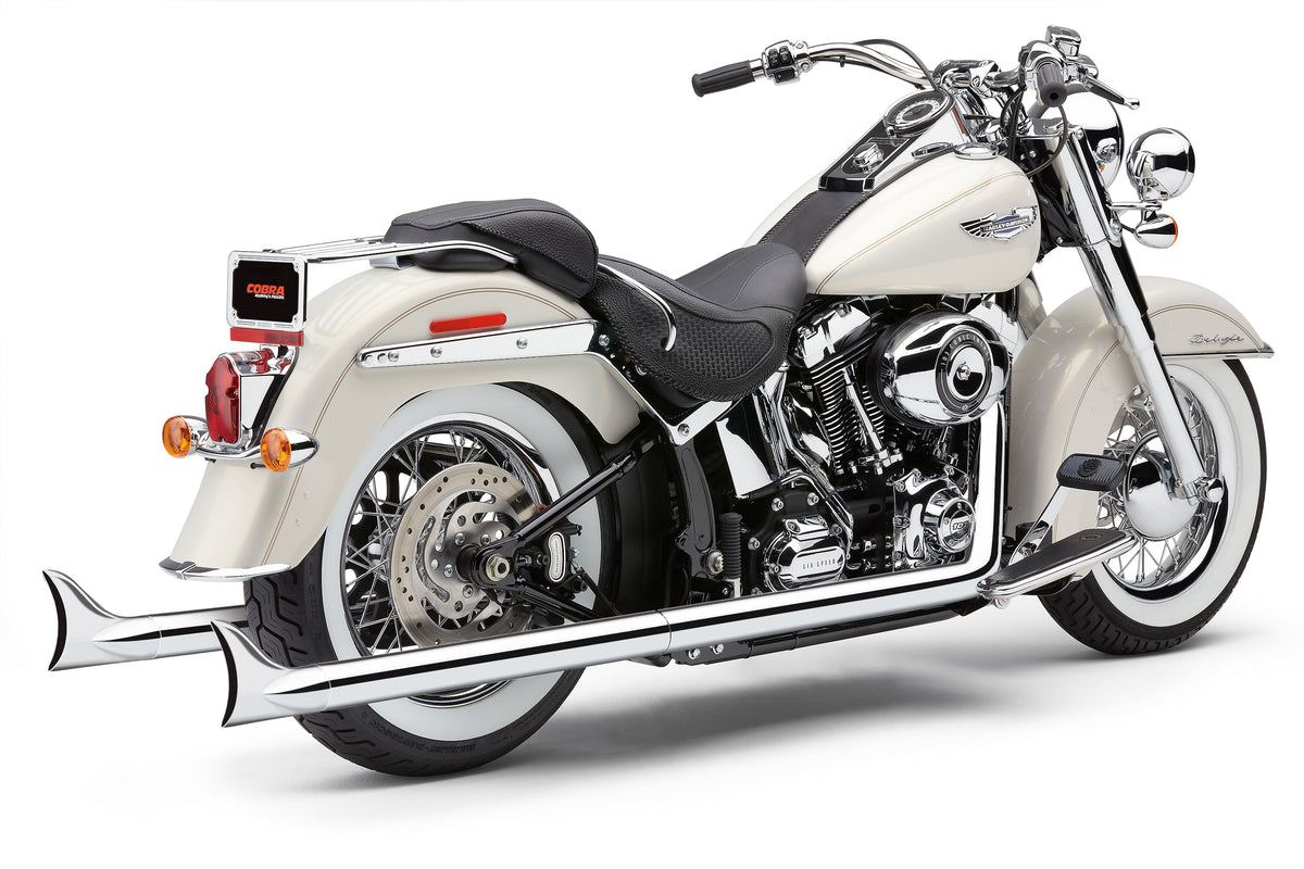 Cobra BAD Hombre True Dual Fishtails Chrome Softail 12-17 (6989)