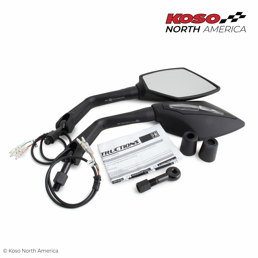 KOSO Apex M10 Mirrors w/Indicators Black PR (SB0000010)