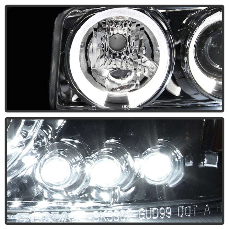 Faros delanteros de proyector LED Halo LED cromados Spyder GMC Sierra 1500/2500/3500 99-06 PRO-YD-CDE00-HL-C