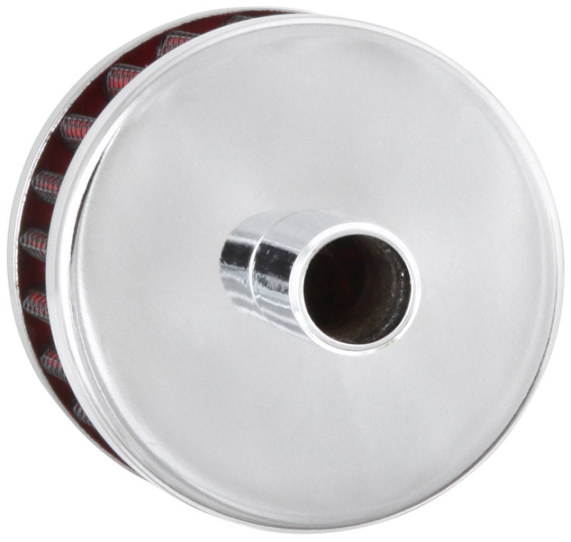 K&N 62-1015 Crankcase Vent Filter — 1/2in Vent, 2in OD, 1.5in Height, Chrome Top