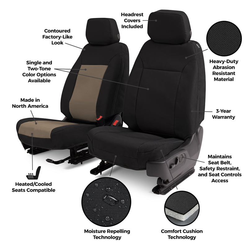 Covercraft 24-25 Ford F250-F550 Endura PrecisionFit Custom Front Row Seat Covers-Charcoal/Silver
