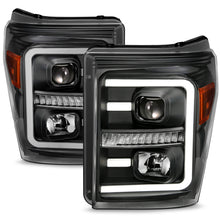 Cargar imagen en el visor de la galería, ANZO 2011-2016 Ford F250 Projector Headlights w/ Plank Style Switchback Black w/ Amber