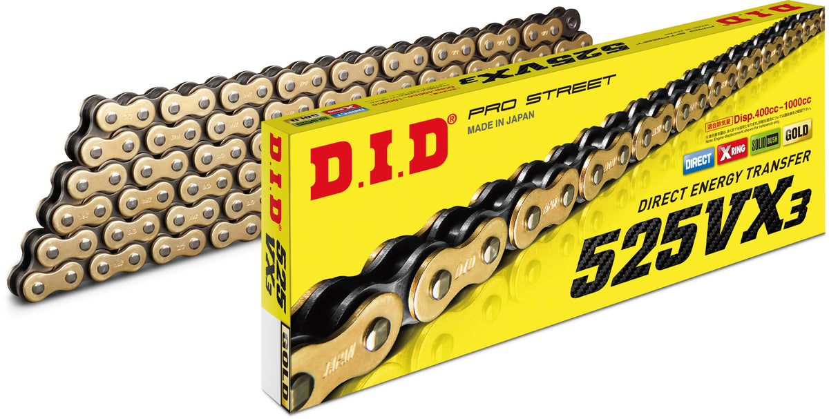D.I.D Chain 525VX3 140L Gold/Black (525VX3G140FB)