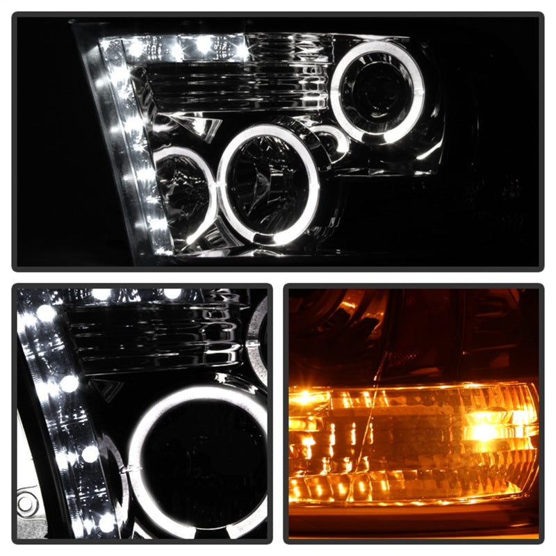 Faros delanteros de proyector Spyder Dodge Ram 1500 09-14 10-14 Halógeno - LED Halo LED - Smke PRO-YD-DR09-HL-SM