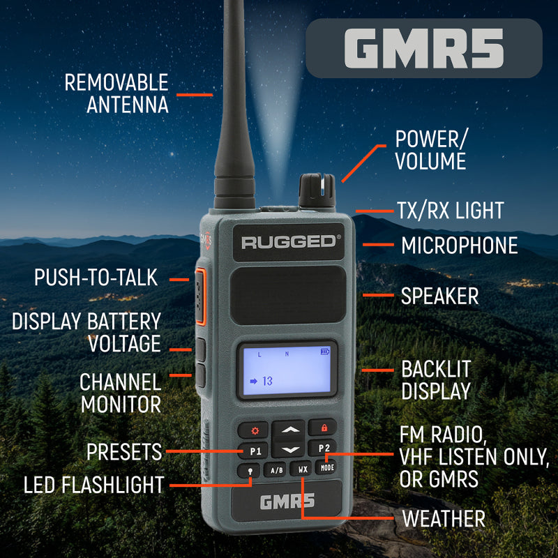 Rugged Radios 5W GMRS Handheld Radio - 2 Pack (GMR5-2-PACK)