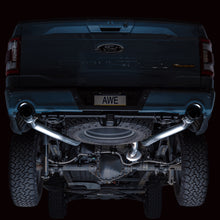 Cargar imagen en el visor de la galería, AWE Tuning 2021+ Ford F-150 Tremor (w/ Bumper Cutouts) 0FG Non-Resonated Catback -Diamond Black Tips