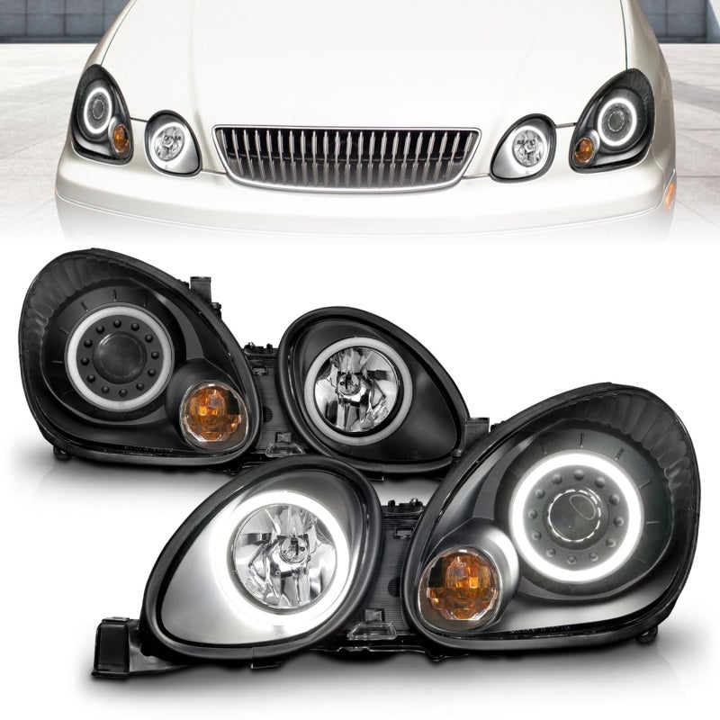 Faros delanteros con proyector ANZO 1998-2005 Lexus Gs300 con Halo negro