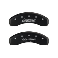 Cargar imagen en el visor de la galería, MGP 4 Caliper Covers Engraved Front &amp; Rear Lightning Red finish silver ch