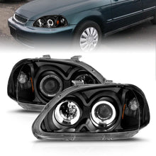 Cargar imagen en el visor de la galería, Faros delanteros con proyector ANZO 1996-1998 Honda Civic con Halo negro