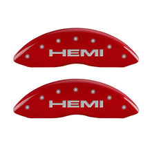 Cargar imagen en el visor de la galería, MGP 4 Caliper Covers Engraved Front &amp; Rear Hemi Red finish silver ch