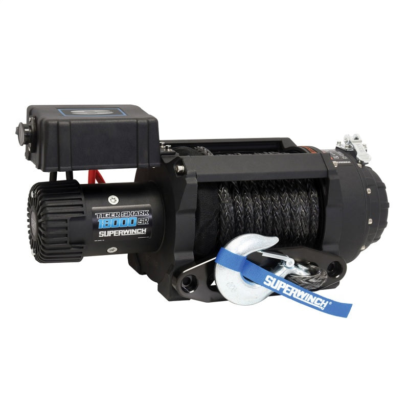 Cabrestante Superwinch 18000 LBS 12 V CC 33/64 in x 79 ft Cuerda sintética Cabrestante Tiger Shark 18000SR