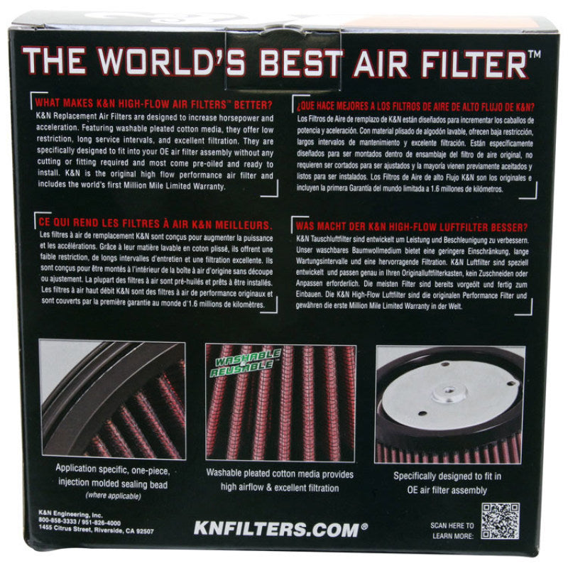 K&N HD-9608 High-Flow Replacement Air Filter — Fits 2008-2009 Harley-Davidson Dyna Models