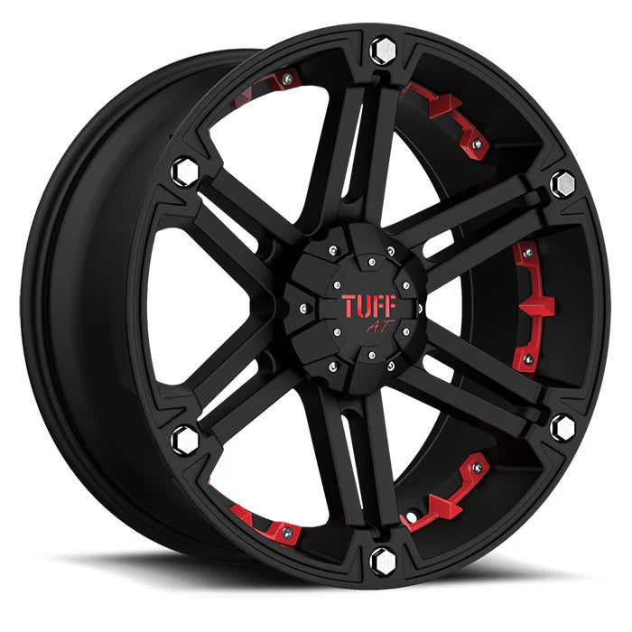 Tuff Wheels TUT01 17X8 5X5.5 F-BLK RED-INS 10MM