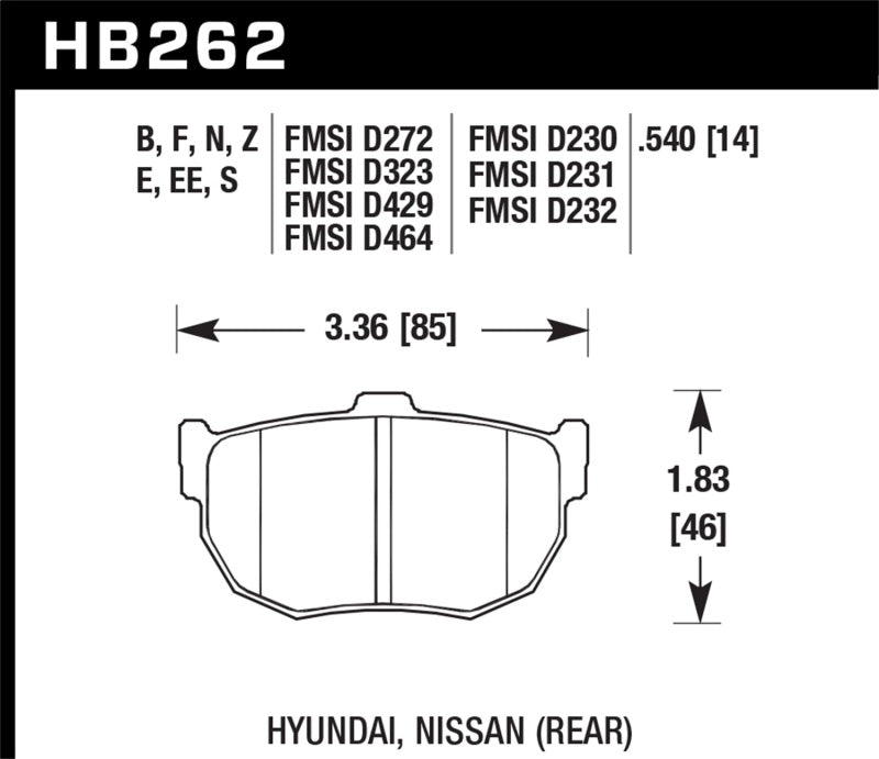 Pastillas de freno traseras Hawk 89-97 Nissan 240SX SE HPS Street