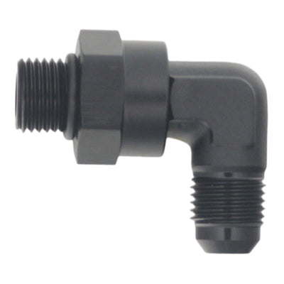 DeatschWerks 6AN ORB Male Swivel to 90-Degree 6AN Male Flare Fitting - Anodized Matte Black