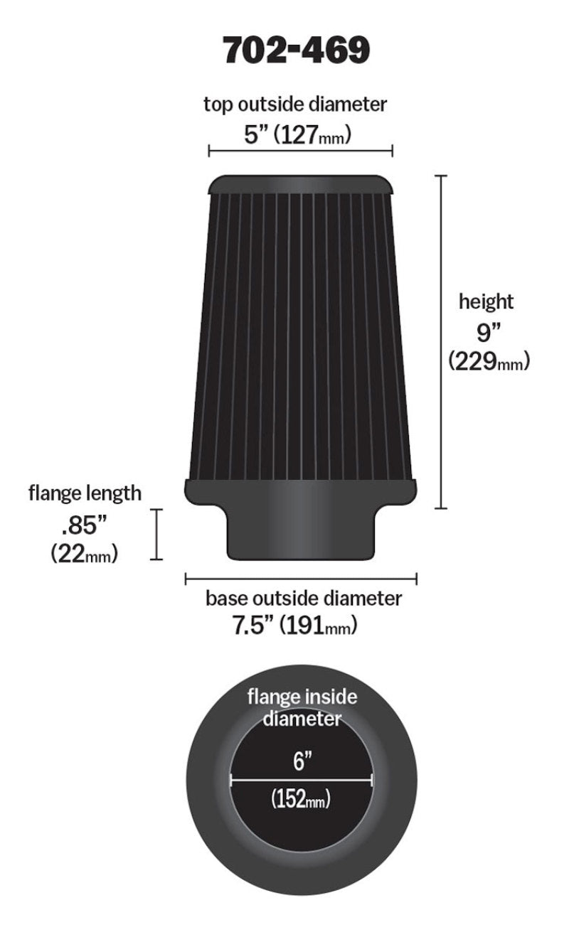 Airaid Universal Cone Air Filter - Blue SynthaMax 6" x 7.25" x 5" x 9"