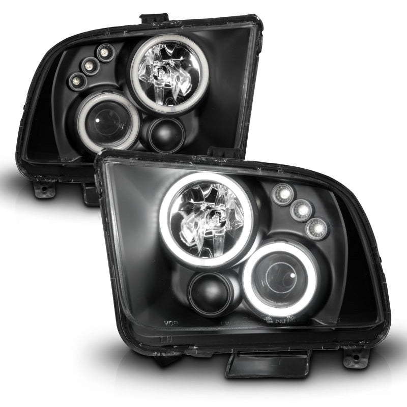 Faros delanteros con proyector ANZO 2005-2009 Ford Mustang con Halo negro