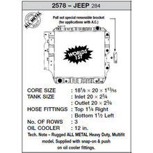 Cargar imagen en el visor de la galería, Radiador de plástico OEM Jeep Wrangler 2.5L CSF 87-02