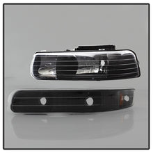 Cargar imagen en el visor de la galería, Xtune Chevy TahOE 00-06 Amber Crystal Headlights w/ Bumper Lights Black HD-JH-CSIL99-SET-AM-BK