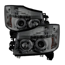 Cargar imagen en el visor de la galería, Faros delanteros de proyector LED Halo LED Smke Spyder Nissan Titan 04-14/Armada 04-07 PRO-YD-NTI04-HL-SM