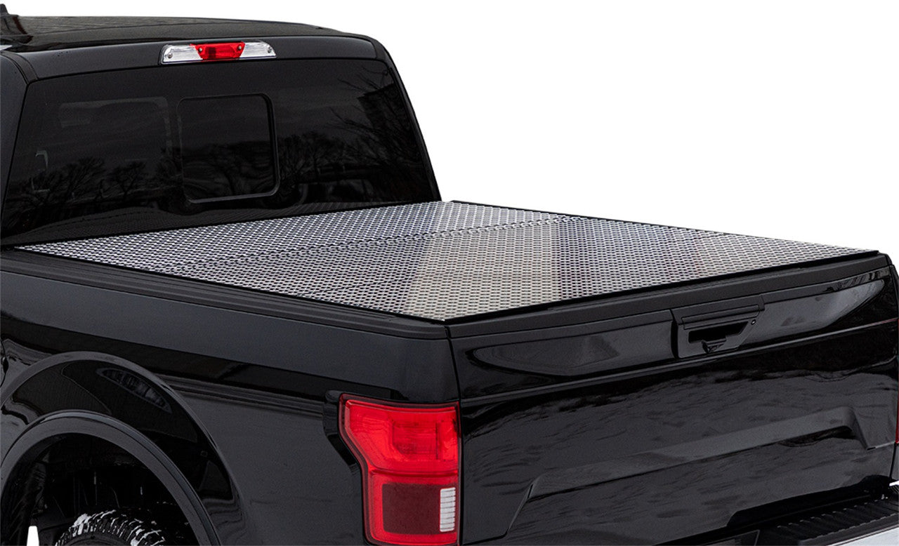 Access 2022+ Rivian R1T 4ft 6in Bed (w/ OEM Tonneau Track) LOMAX Folding Hard Cover - Black Urethane