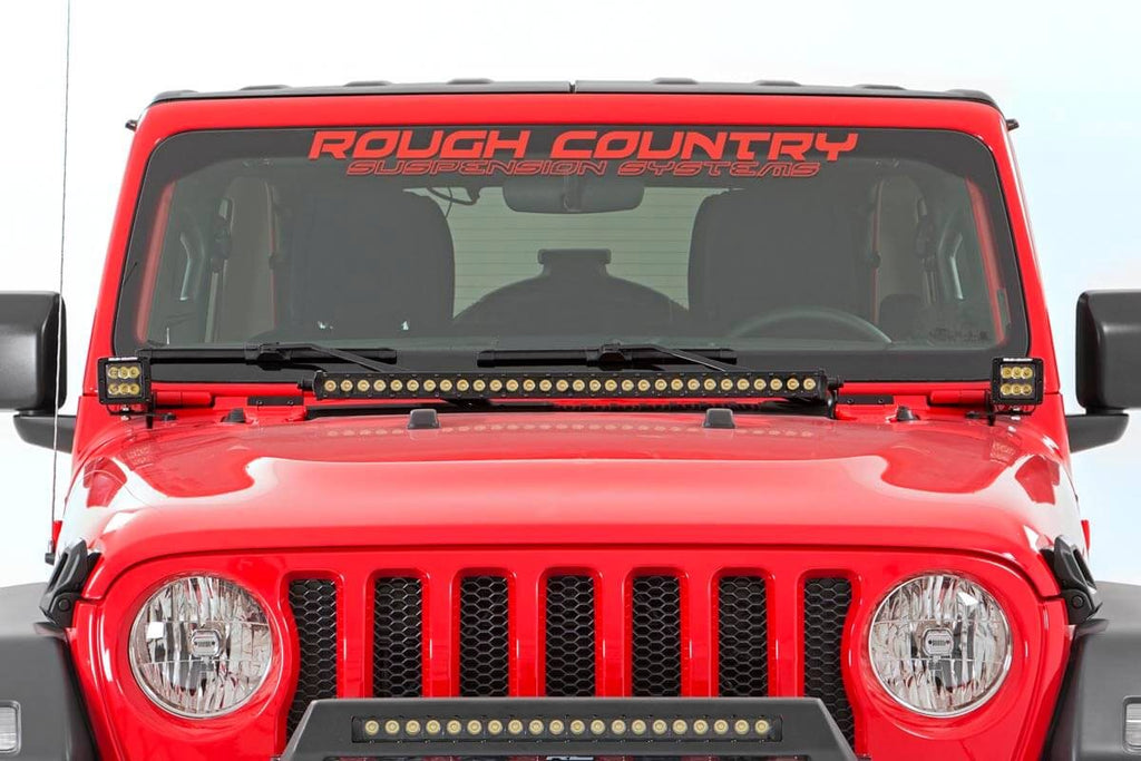 LED Light Kit | Hood Mount | 30" Black Single Row | Jeep Gladiator JT/Wrangler JL (18-24)